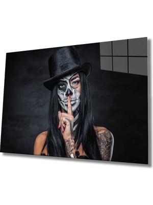 Eliza Home  Kadın Kafatası Yüzü Cam Tablo