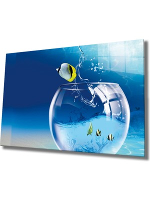 Eliza Home  Balık Cam Tablo Fish