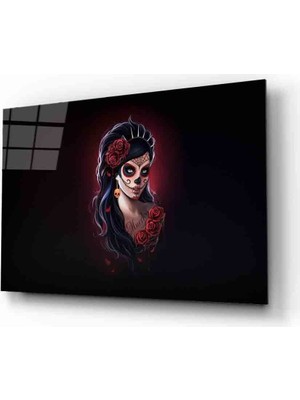 Eliza Home  Fütüristik Gül Taçlı Kadın  Cam Tablo