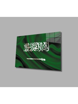 Eliza Home  Suudi Arabistan Bayrağı Cam Tablo Saudi Arabia Flag
