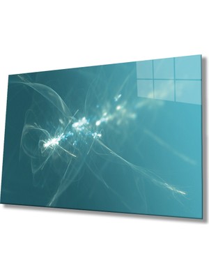 Eliza Home  Turkuaz Yeşil Soyut Cam Tablo   Turquoise Green Abstract