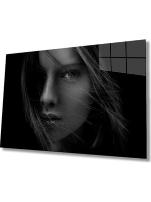 Eliza Home  Siyah Beyaz Insan Fotoğrafları Kadın Cam Tablo