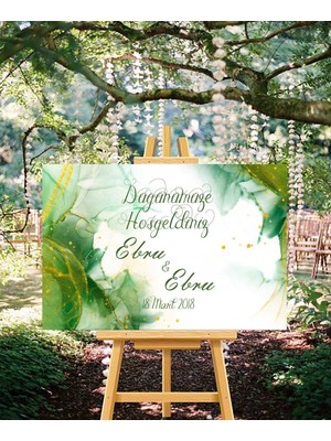 Eliza Home   Düğün Nişan Hoşgeldiniz Cam Tablo