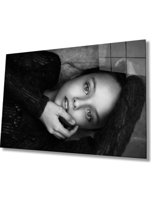 Eliza Home  Siyah Beyaz Insan Fotoğrafları Kadın Cam Tablo
