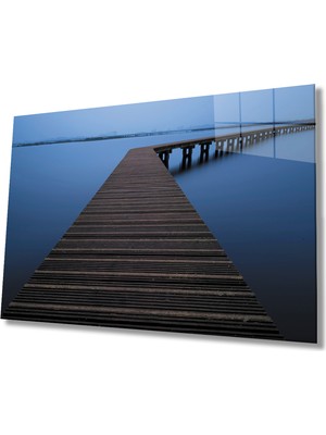 Eliza Home  Deniz Iskele Mavi Cam Tablo   Marine Pier Blue Table