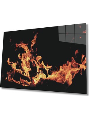 Eliza Home    Siyah Fonlu  Alev Cam Tablo