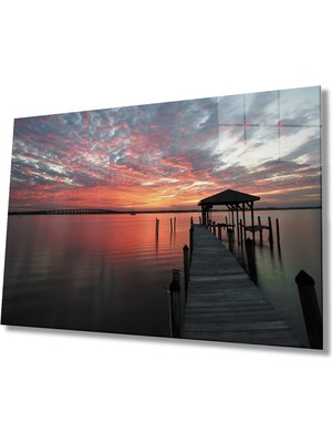 Eliza Home  Gün Batımı Iskele Kamelya Cam Tablo