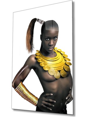 Eliza Home  Siyahi Kadın Sanat Portresi Kadın Cam Tablo