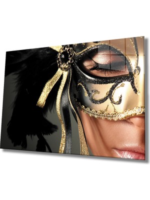 Eliza Home  Kadınlar Altın Maske Cam Tablo
