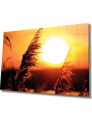 Eliza Home  Sarı Güneş Cam Tablo Yellow