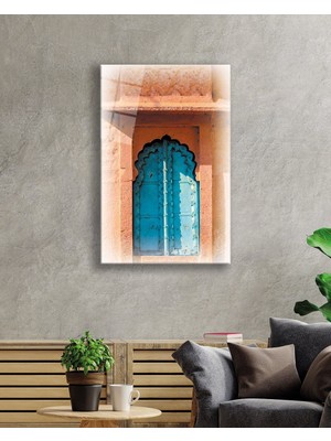 Eliza Home  Mavi Demir Kapı Kapı Cam Tablo