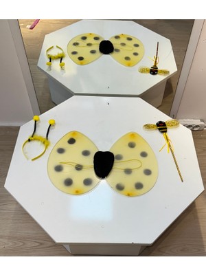 Kara Kedi Kostüm Evi Uğur Böceği ve Arı Kanat Seti (Asa, Taç Kanat Dahil)