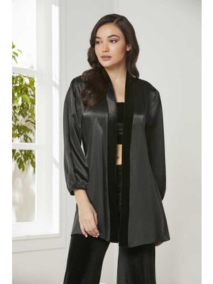 Pierre Cardin 2050 Dantelli Kadife Saten 3'lü Croplu Pijama Takımı