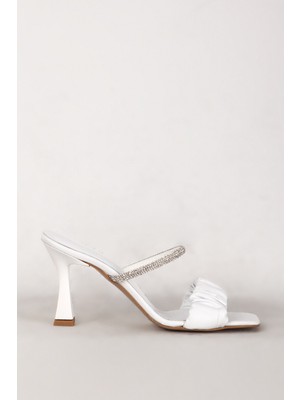 Dericlub 7716 Gerçek Deri Kadın Taşlı Topuklu Terlik