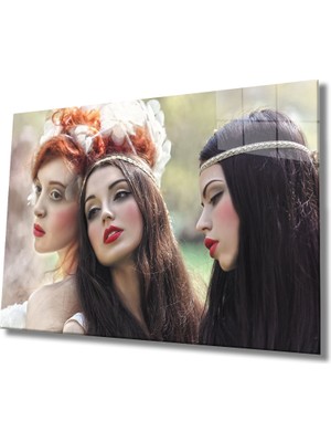 MiraLive  Kadınlar 3 Arkadaş Cam Tablo