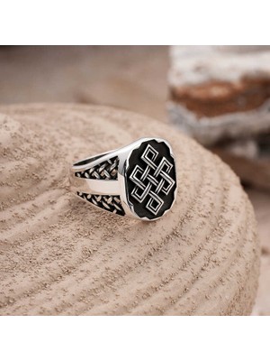 Stil Love Gümüş Desenli Erkek Yüzük