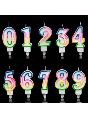 Patladı Gitti Renkli Rakam Mum Doğum Günü Partisi Pasta Malzemesi 0- 9