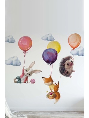 Kt Grup Sevimli Balonlu Hayvanlar Çocuk Odası Duvar Sticker Seti