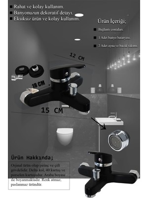 Irmak Siyah Banyo - Lavabo - Mutfak Bataryaları Musluk Armatür Robot Duş Aksesuar Lavabo Duş Takımı