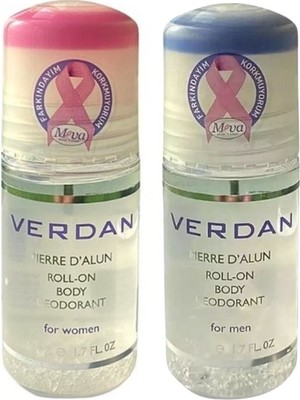 Verdan Doğal Kristal Roll-On Body Deodorant For Men 50 ml + For Women 50 ml