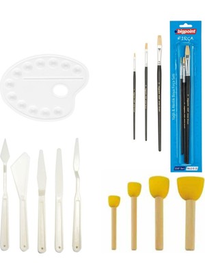 Artone Art Tone  Boya Malzemeleri + Fırça Seti + Tampon Fırça Seti + Spatül Seti + Resim Paleti