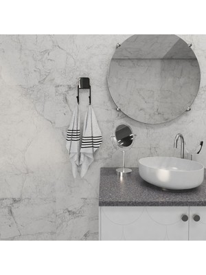 Decorev Dekoratif Yapıştırmalı Banyo Mutfak Metal İki Kancalı Askı Siyah