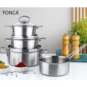 Yonca Lines Pişir Sakla 7 Parça Mini Çelik Tencere Seti