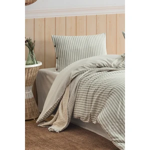 Easy Boho Yeşil Çift Kişilik Yıkamalı Iplik Boya Nevresim Takımı