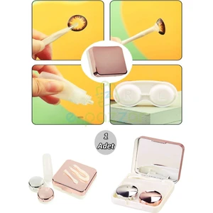 Aynalı Lens Kutusu Seti 5 Parça Kontakt Lens Taşıma Saklama Kutusu Rose