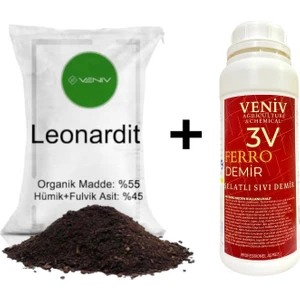 3V Ferro Demir Sülfat 1 Lt + 1 kg Leonardit Hediye %45 Hümik Fulvik Asit- Köklendirici-Ph Dengeleyici
