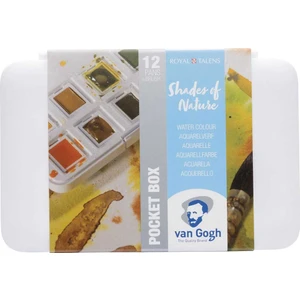 Van Gogh Sulu Boya Set Gölge ve Doğa Renkler 12'li  (Yarım Tab. - Defter ve Ekstra Fırça Hediyeli)