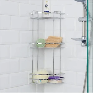 Suntel Banyo ve Mutfak Aksesuarları 3 Katlı Köşe Banyo Köşe Rafı - Chrome