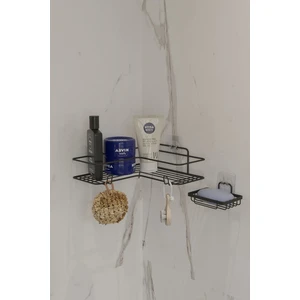 Suntel Banyo ve Mutfak Aksesuarları Tek Katlı Kendiliğinden Kancalı Banyo Rafı + Sabunluk