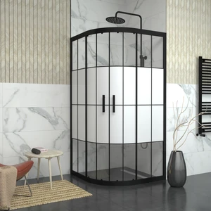 Tekno Duşakabin Black Orion 6 mm Karolajlı Ortası Kumlamalı Oval Duşakabin