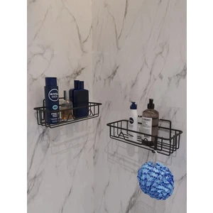Suntel Banyo ve Mutfak Aksesuarları Yapışkanlı Kancalı 2 Adet Set Banyo Rafı SV401ST