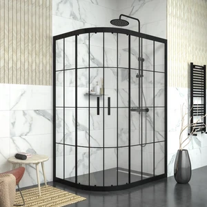 Tekno Duşakabin Black Sirius 6 mm Karolajlı Şeffaf Cam Asimetrik Oval Duşakabin