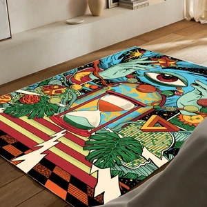 Kozmik Göz Psychedelic Desenli Dijital Baskılı Halı Kaydırmaz Tabanlı Yıkanabilir Halı