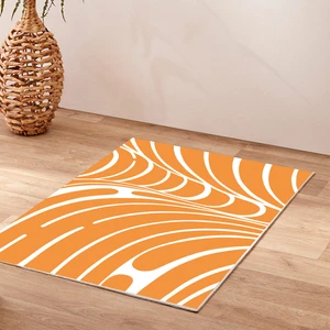 Bohem Turuncu Dalga Iskandinav Desenli Dijital Baskılı Halı Kaydırmaz Tabanlı Yıkanabilir Halı