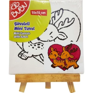 15X15 Baskılı Boyasız Tuval ve Şövale - Geyikler