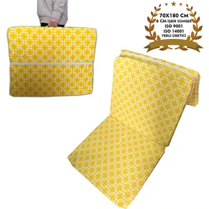 Katlanır Kamp Yatağı Çadır Yatağı Sünger Yatak Fermuarlı 70 x 180 cm 6 cm - Sarı Zincir