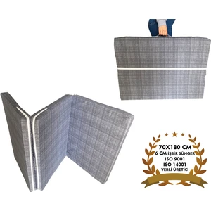 Katlanır Yer Yatağı ve Tek Kişilik Sünger Katlanır Minder Yatak 70 x 180 cm 6 cm Gri