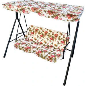 Salıncak Minderi 2 Kişilik Fermuarlı,süngerli Bahçe Salıncak Minderi Ingiliz Gülü