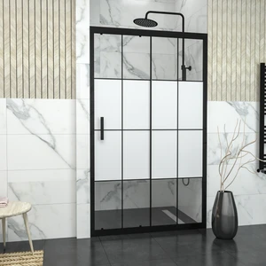 Tekno Duşakabin Black Capello 6mm Karolajlı Yarım Kumlamalı Cam 1 Sabit 1 Sürgü Iki Duvar Arası Duşakabin