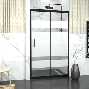 Tekno Duşakabin Black Capello 6mm Kumlama Cam 1 Sabit 1 Sürgü Iki Duvar Arası Duşakabin