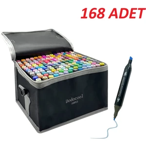 Touch Marker Art Çift Uçlu 168 Adet Kalem Seti Çantalı Premium Keçeli Boyama Kalemi