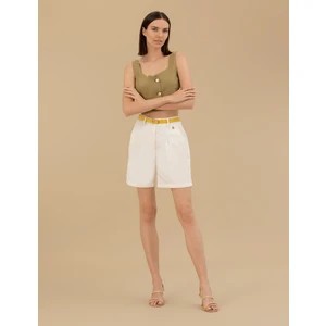 Pierre Cardin Kadın Ekru Bermuda Şort 50262680-VR019