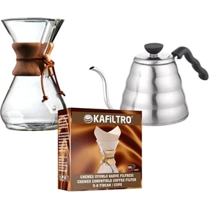 Kahve Demleme Seti (Coffee Chemex 800 Ml, Kettle 1200 Ml Ve Kafiltro 100 Adet)