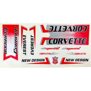 Hsgl Bisiklet Etiket Kırmızı Corvette Everest 24/26 Jant Bisiklet Aksesuar