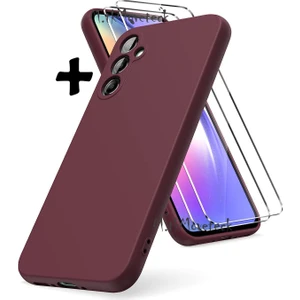 M.TK Moveteck Samsung Galaxy M14 Kılıf Kamera Korumalı Yumuşak Içi Kadife Süet Silikon + 9h Temperli Cam