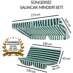 Vip Home Concept Süngersiz Salıncak Minder Seti Tenteli Bahçe Minderi 2 Kişilik Süngersiz Yeşil Beyaz